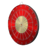 Minimalistische metalen rode en zilveren textuur dartbord (Voorkant Rechts)