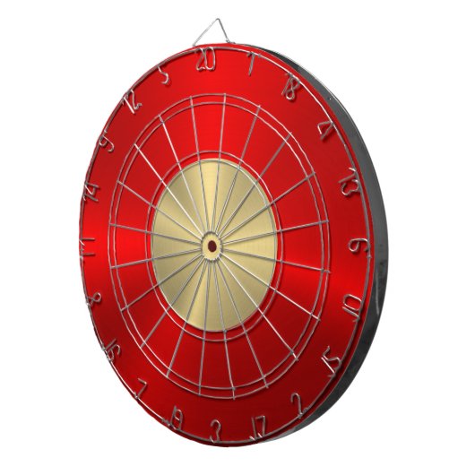 Minimalistische metalen rode en zilveren textuur dartbord (Voorkant Rechts)