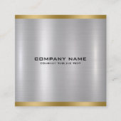 Minimalistische metalen zilveren textuur goud acce vierkante visitekaartje (Voorkant)