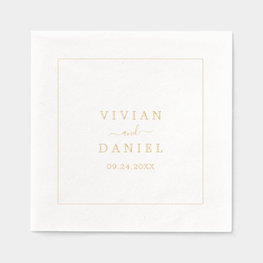 Minimalistische metallic gouden folie bruiloft folie servetten (Voorkant)