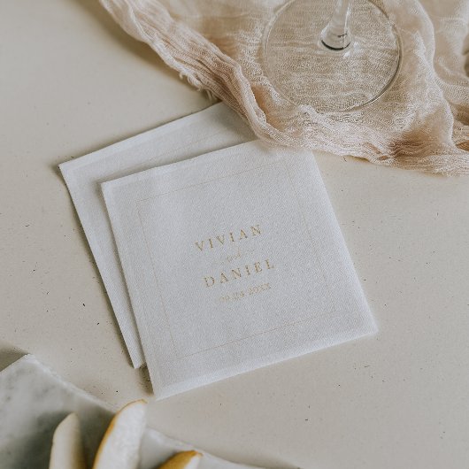 Minimalistische metallic gouden folie bruiloft servetten