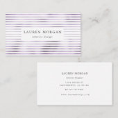 Minimalistische metallic lavander strepen visitekaartje (Voorkant / Achterkant)