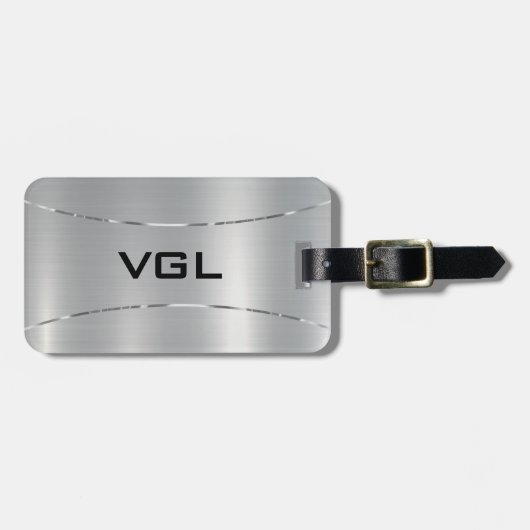 Minimalistische metallic zilver textuur bagagelabel (Voorkant horizontaal)