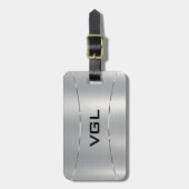Minimalistische metallic zilver textuur bagagelabel (Voorkant verticaal)