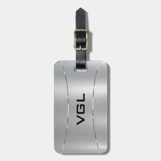 Minimalistische metallic zilver textuur bagagelabel (Voorkant verticaal)