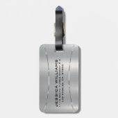 Minimalistische metallic zilver textuur bagagelabel (Achterkant verticaal)