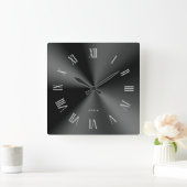 Minimalistische metallic zwart grijze Romeinse cij Vierkante Klok (Huis)