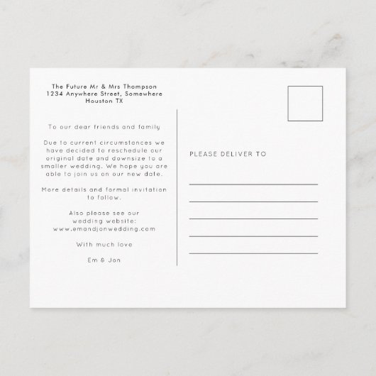 Minimalistische Micro Wedding Photo Sla de datum o Aankondigingskaart (Achterkant)