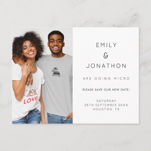 Minimalistische Micro Wedding Photo Sla de datum o Aankondigingskaart (Voorkant)