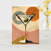 Minimalistische Mid Century Modern Art Martini Kaart (Gele Bloem)