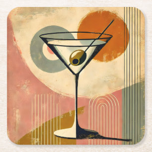 Minimalistische Mid Century Modern Art Martini Kartonnen Onderzetters
