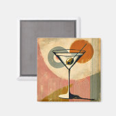 Minimalistische Mid Century Modern Art Martini Magneet (Voorkant / Achterkant)