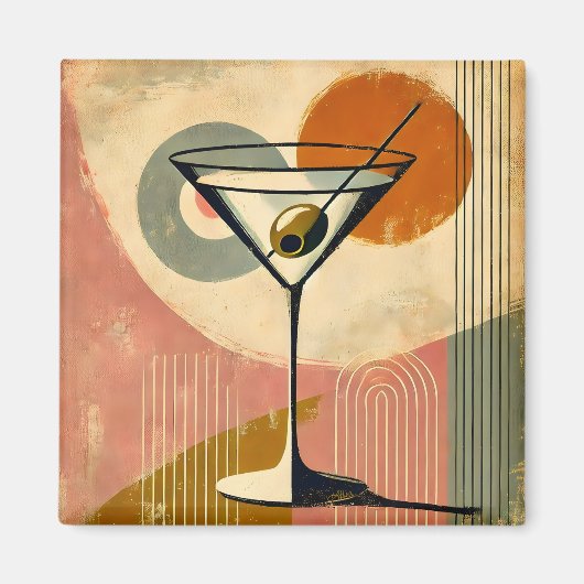 Minimalistische Mid Century Modern Art Martini Magneet (Voorkant)