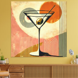 Minimalistische Mid Century Modern Kunst Martini Canvas Afdruk