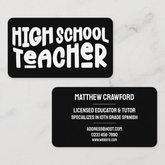 Minimalistische middelbare schoolleraar docent visitekaartje (Voorkant / Achterkant)