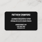 Minimalistische middelbare schoolleraar docent visitekaartje (Achterkant)