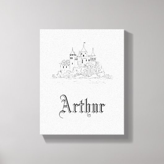 minimalistische middeleeuwse kasteelillustratie canvas afdruk (Voorkant)