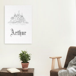 minimalistische middeleeuwse kasteelillustratie canvas afdruk