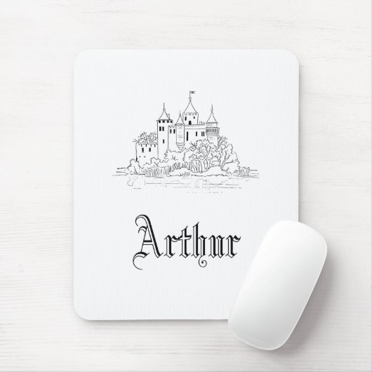  minimalistische middeleeuwse kasteelillustratie muismat (Met muis)