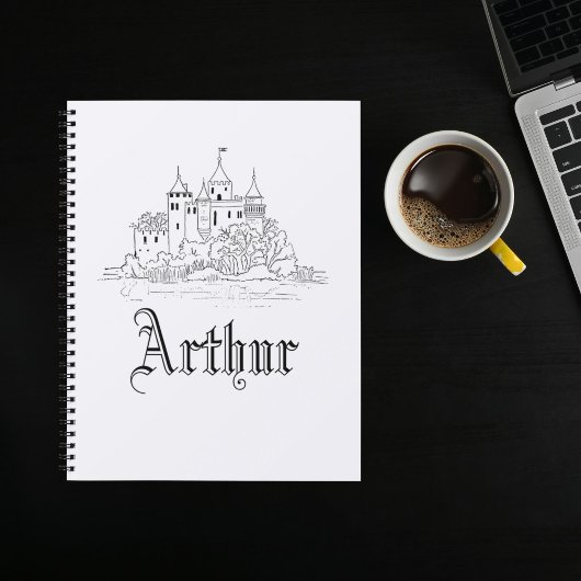 minimalistische middeleeuwse kasteelillustratie planner