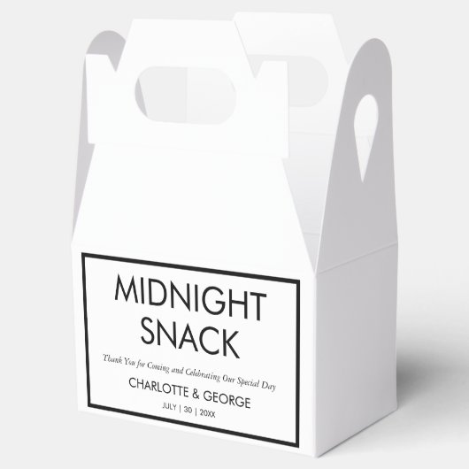 Minimalistische middernachtsnack aangepaste trouwg bedankdoosjes (Geopend)