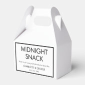 Minimalistische middernachtsnack aangepaste trouwg bedankdoosjes (Voorkant Zijde)