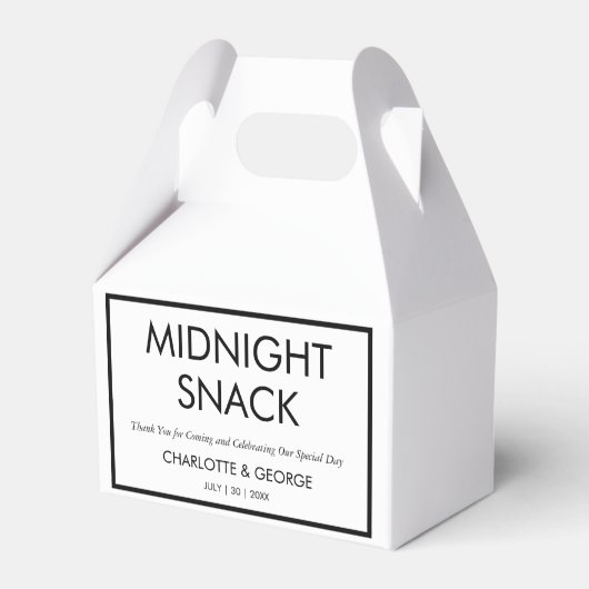 Minimalistische middernachtsnack aangepaste trouwg bedankdoosjes (Voorkant Zijde)
