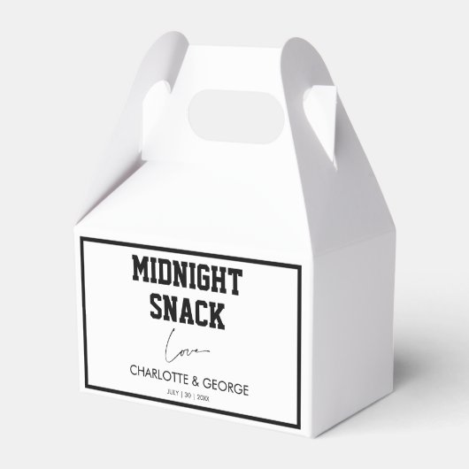 Minimalistische middernachtsnack aangepaste trouwg bedankdoosjes (Voorkant Zijde)
