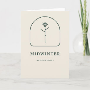 Minimalistische Midwinter Lijnkunst Kerstkaart Feestdagen Kaart