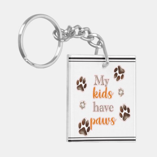 Minimalistische 'Mijn Kinderen hebben poten' Acryl Sleutelhanger (Voorkant Links)