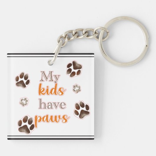 Minimalistische 'Mijn Kinderen hebben poten' Acryl Sleutelhanger (Achterkant)