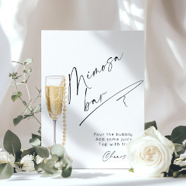 Minimalistische Mimosa Bar Parels en Prosecco Poster