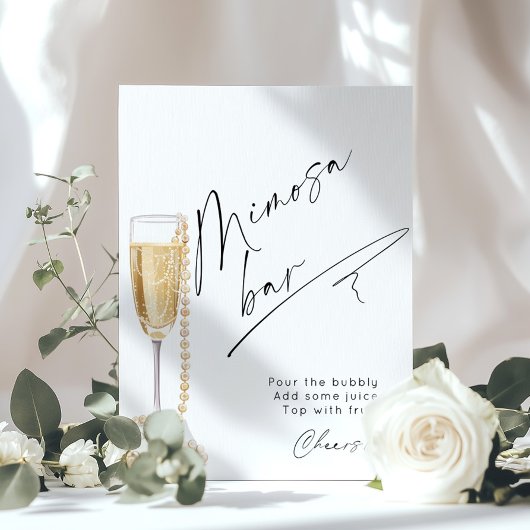Minimalistische Mimosa Bar Parels en Prosecco Poster