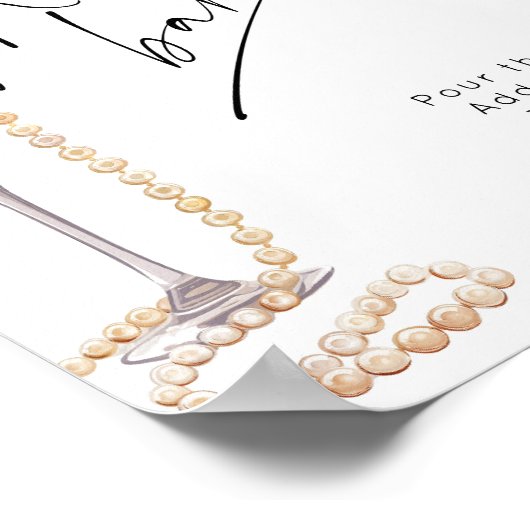 Minimalistische Mimosa Bar Parels en Prosecco Poster (Hoek)