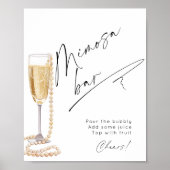 Minimalistische Mimosa Bar Parels en Prosecco Poster (Voorkant)