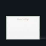 Minimalistische Mint Sage Rand Aangepaste Script N Bedankkaart<br><div class="desc">Minimalistische Mint Sage Rand Aangepaste Script Naam Bedankkaart</div>