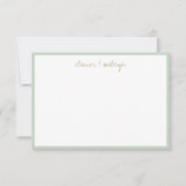 Minimalistische Mint Salie Rand Aangepaste Script  Bedankkaart (Voorkant)