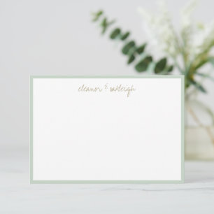 Minimalistische Mint Salie Rand Aangepaste Script  Bedankkaart