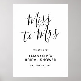 Minimalistische Miss to Mrs Vrijgezellenfeest Welk Poster
