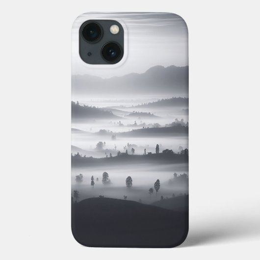 Minimalistische mistige bos telefoonhoesje zwart e Case-Mate iPhone case (Achterkant)