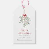Minimalistische Mistletoe Vrolijk Kerstfeest & Fam Cadeaulabel (Voorkant)