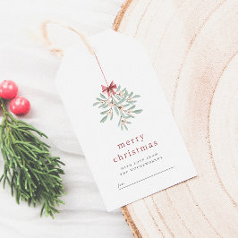 Minimalistische Mistletoe Vrolijk Kerstfeest & Fam Cadeaulabel