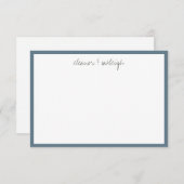 Minimalistische Misty Blue Rand Aangepaste Script  Bedankkaart (Voorkant / Achterkant)
