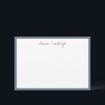 Minimalistische Misty Blue Rand Aangepaste Script  Bedankkaart<br><div class="desc">Minimalistische Donkere Misty Blue Rand Aangepaste Script Naam Bedankkaart</div>
