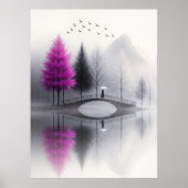Minimalistische Misty Bridge Poster (Voorkant)