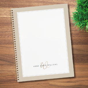 Minimalistische Mocha Bruine Rand Monogram Notitieboek