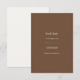 Minimalistische Mocha Bruine Rustieke Trouw RSVP K Kaart