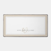 Minimalistische Mocha Bruine Script Twee Rand Mono Bureaumat (Voorkant)