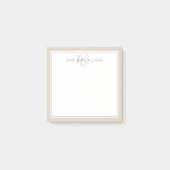 Minimalistische Mocha Bruine Script Twee Rand Mono Post-it® Notes (Voorkant)