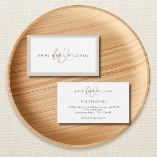 Minimalistische Mocha Bruine Script Twee Rand Mono Visitekaartje